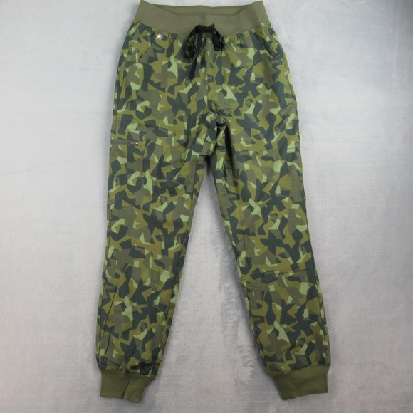 Figs Pants - FIGS Zamora Jogger Scrub Pants Womens Small Green Geometric Camo W23SW2067 NEW